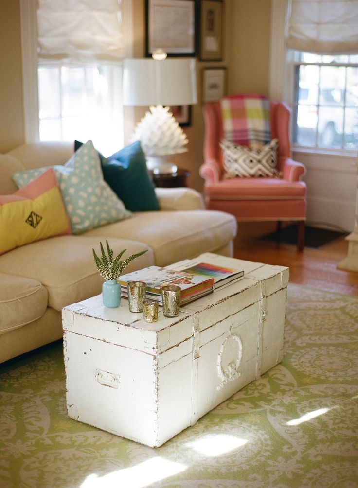Coffee Table Trunk Antique Storage Shabby Chic Decor