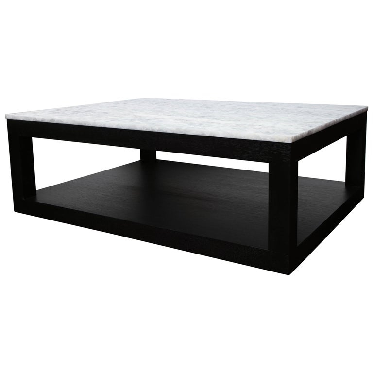 Coffee Table with Crystallized Quartz and Open Shelf