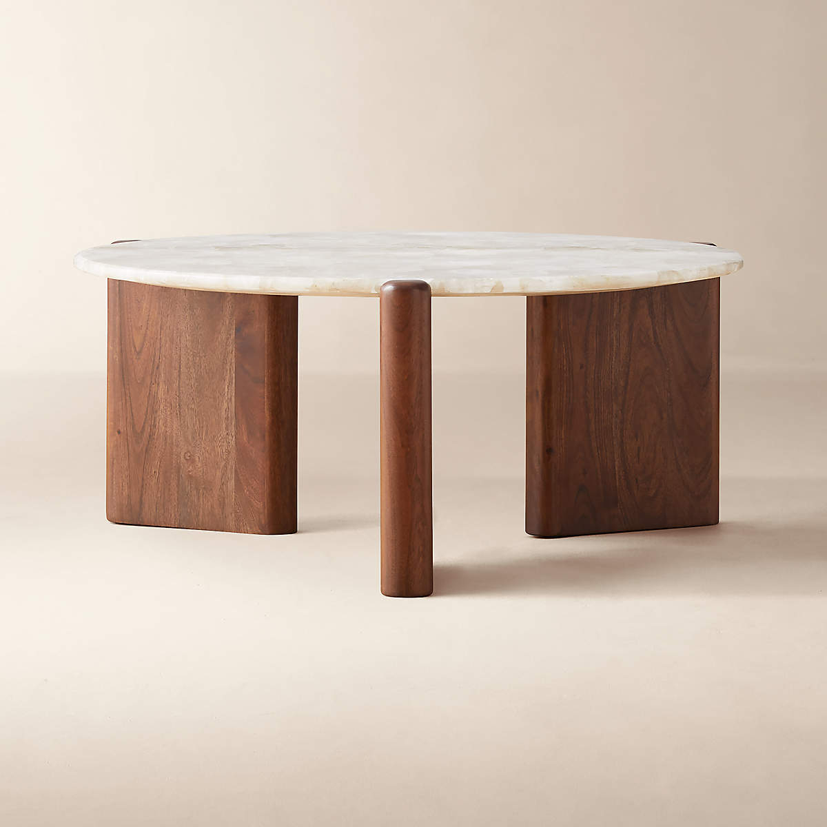 Coffee Table with Cylindrical Leg and Sculptural Base