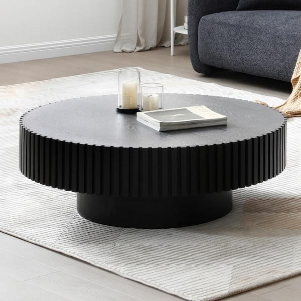 Coffee Table with Fluted Perimeter and Sturdy Pedestal Base