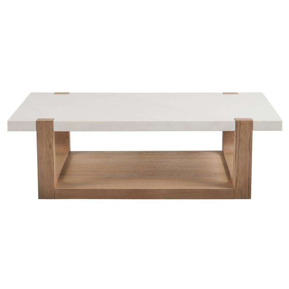 Coffee Table with Notched Corners and Bottom Shelf