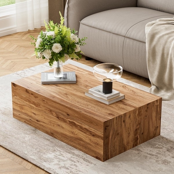 Coffee Table Wood Mitered Corners Rectangular Center Table