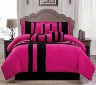 Comforter Set Suede Texture Bold Geometric Stripe Bedding