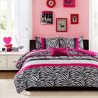 Comforter Set Zebra Print Mixed Pattern Chic Teen Bedding