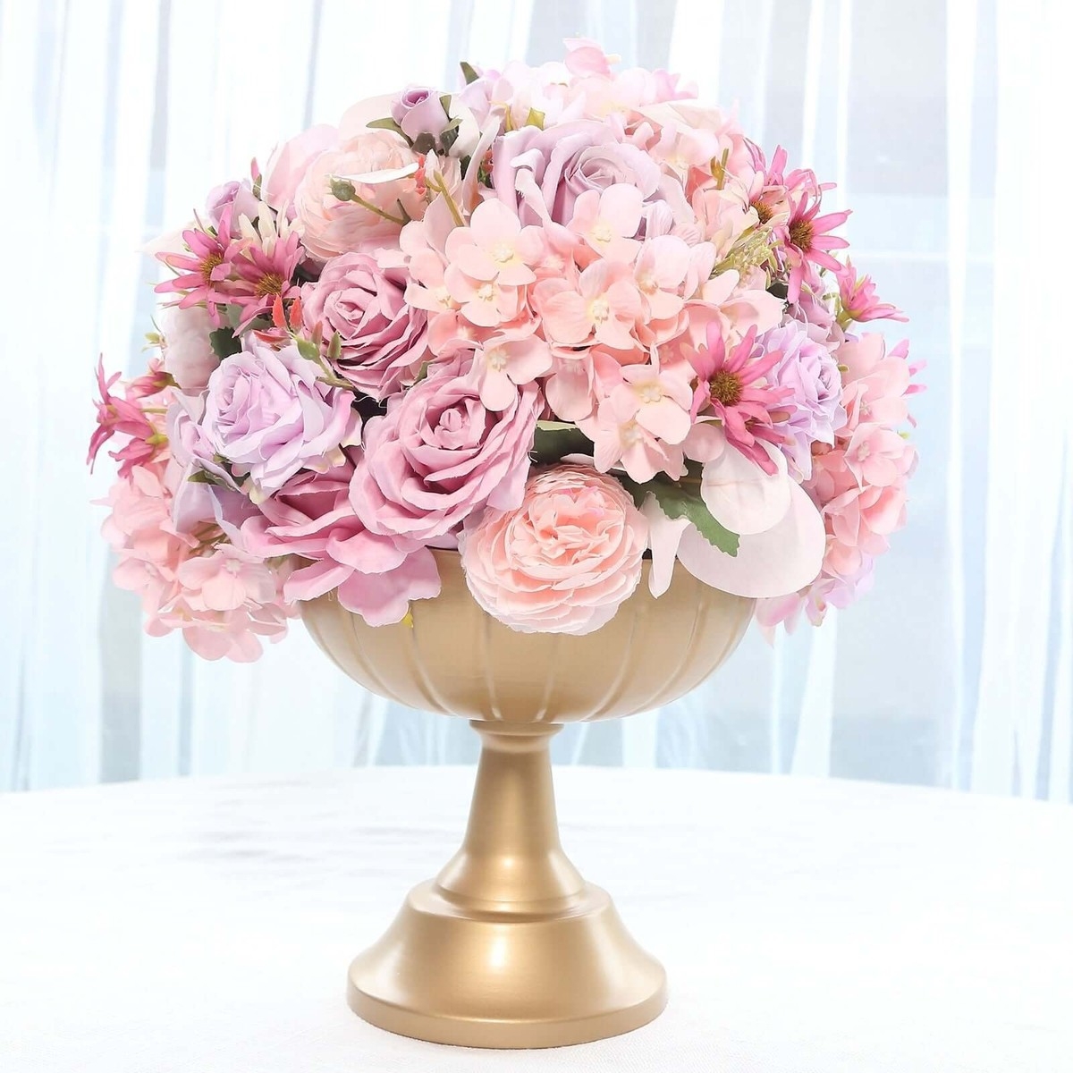 Compote Vase Gold Fluted Romantic Wedding Flower Stand