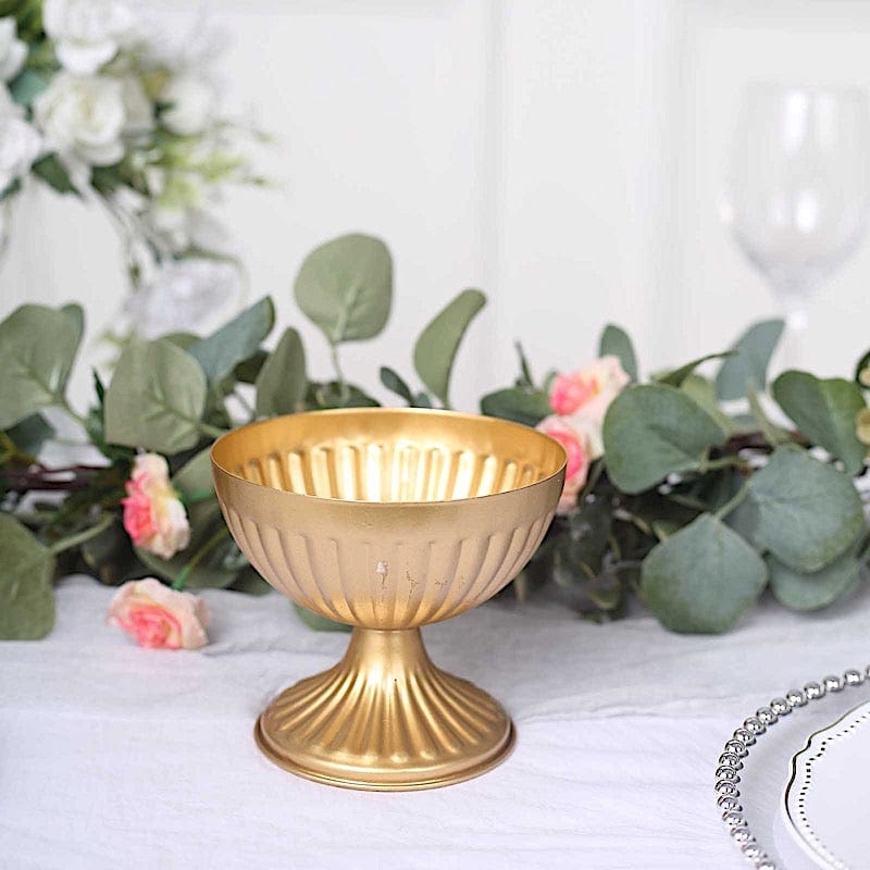 Compote Vase Mini Satin Ribbed Pedestal Event Decor