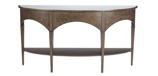 Console Table Arched Apron Walnut Wood Demilune Stone Top Table