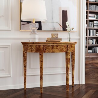 Console Table Burl Pattern Honey Wood and 36 Inch Burl Wood Table