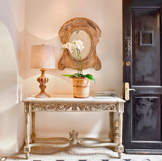 Console Table Decorative Shield Mirror French Farmhouse Foyer