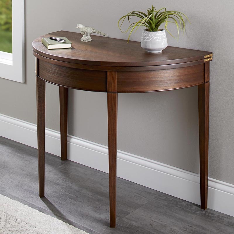 Console Table Flip Top Walnut Demilune with Flip Top Console Table
