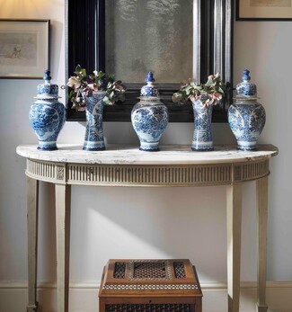 Console Table Fluted Apron White Neoclassical Entryway Decor