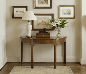Console Table Half Moon Shape Walnut Wood Half Moon Table