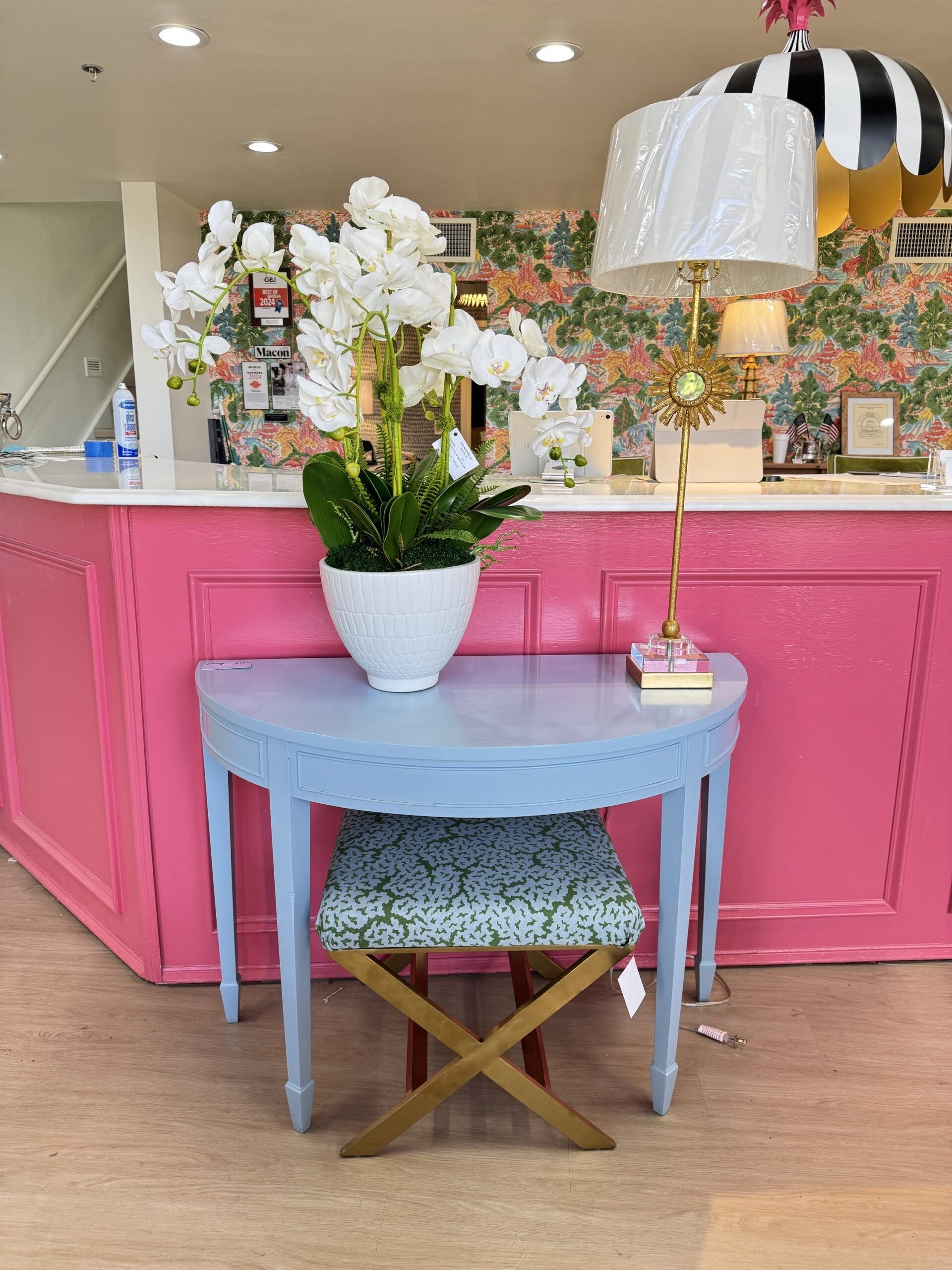 Console Table Lacquered Blue Finish Sky Blue Accent Table