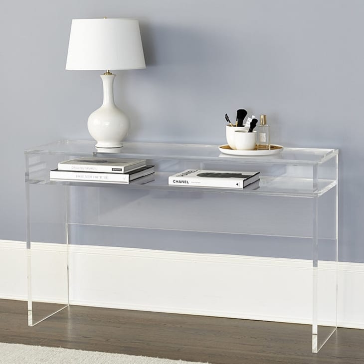 Console Table with Double Shelf and Waterfall Look