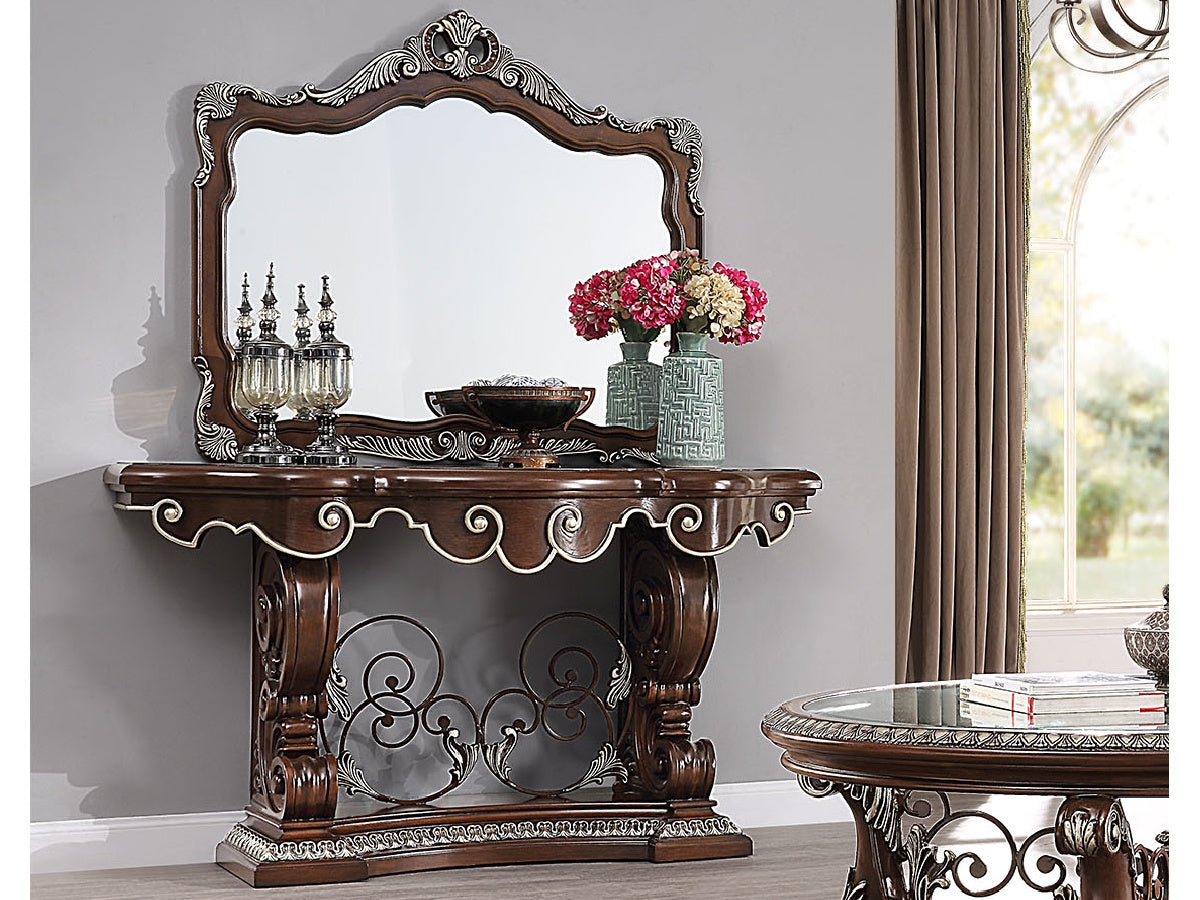 Console Table with Scrolled Pedestal and Scalloped Apron