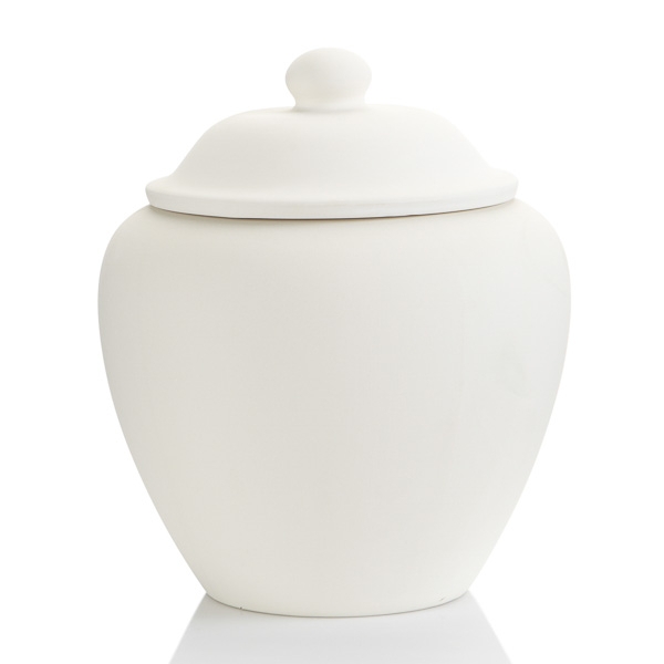 Cookie Jar with Bulbous Body Large Matte White Ceramic