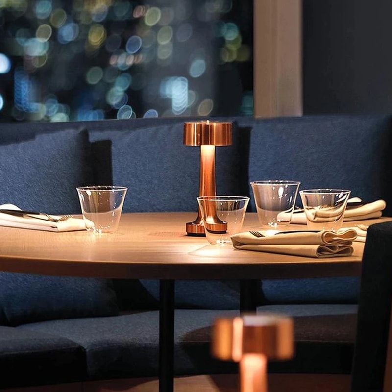 Cordless Table Lamp using Copper Finish and Downward Glow