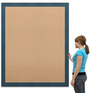 Cork Board: Blue Wood Frame Oversized Office Wall Decor