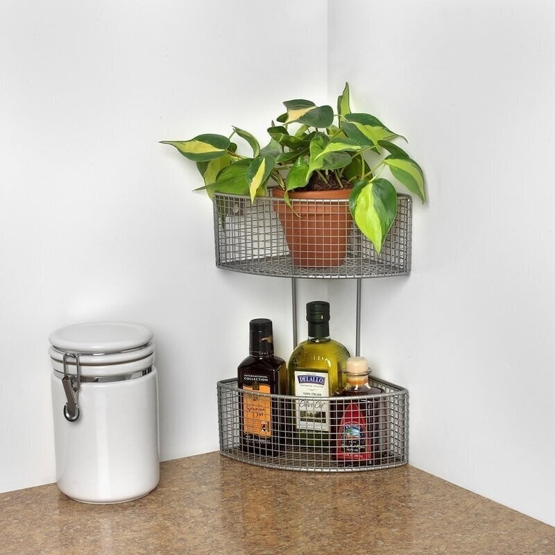 Corner Basket Wire Mesh Industrial Tiered Corner Storage