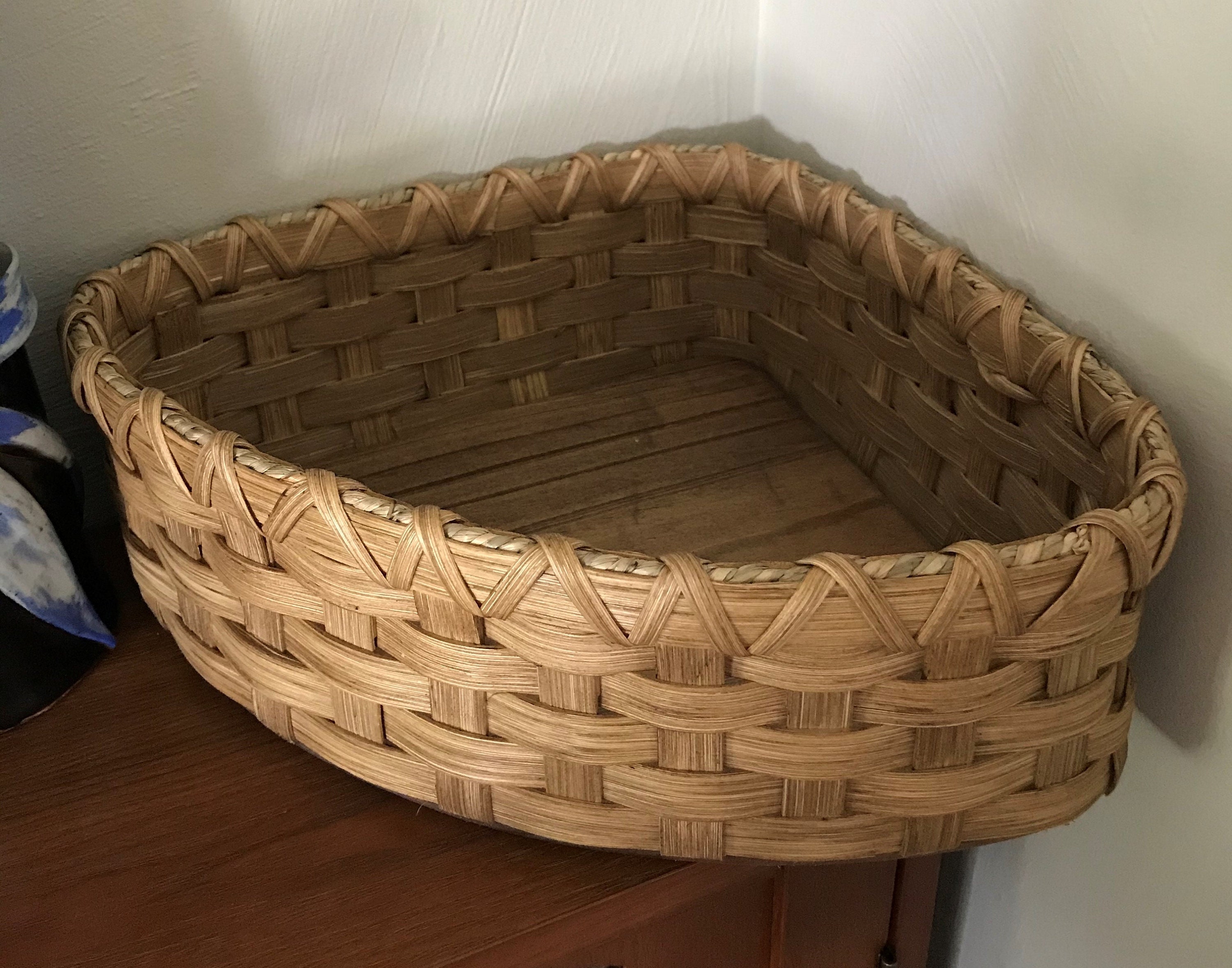 Corner Basket with Braided Rim Artisanal Organization Bin