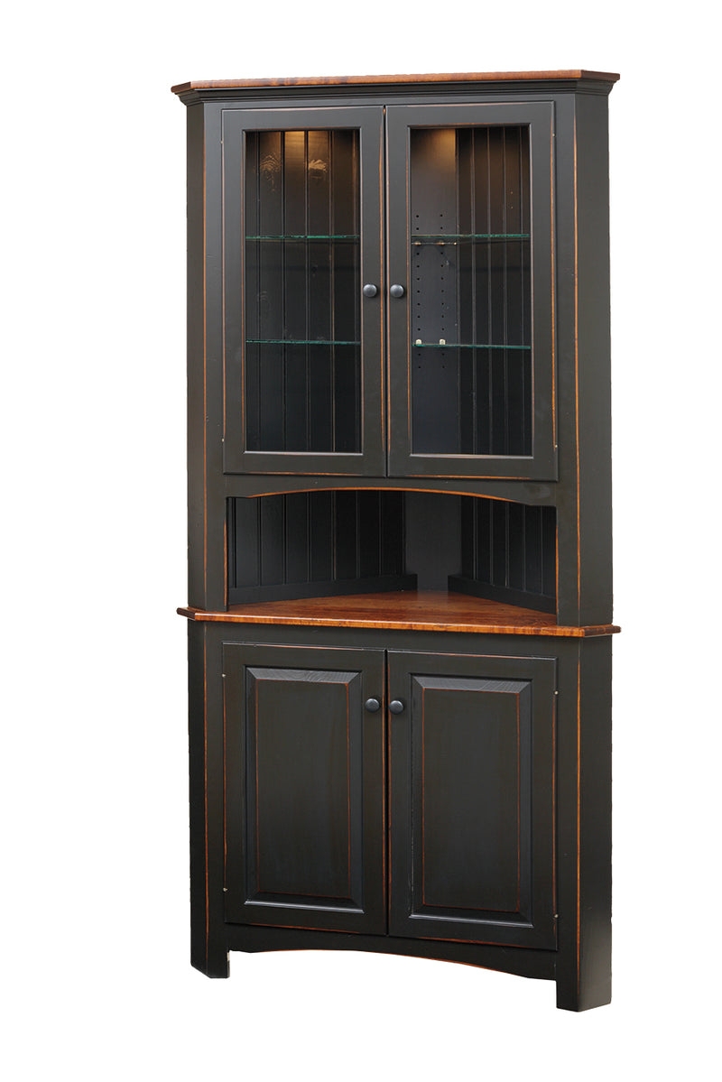 Corner Cabinet Distressed Black Shaker Display Unit