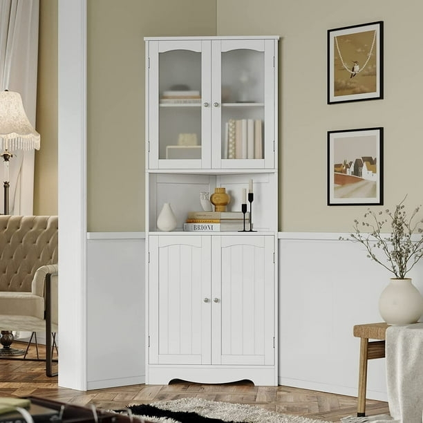 Corner Cabinet White Scalloped Base Farmhouse Unit