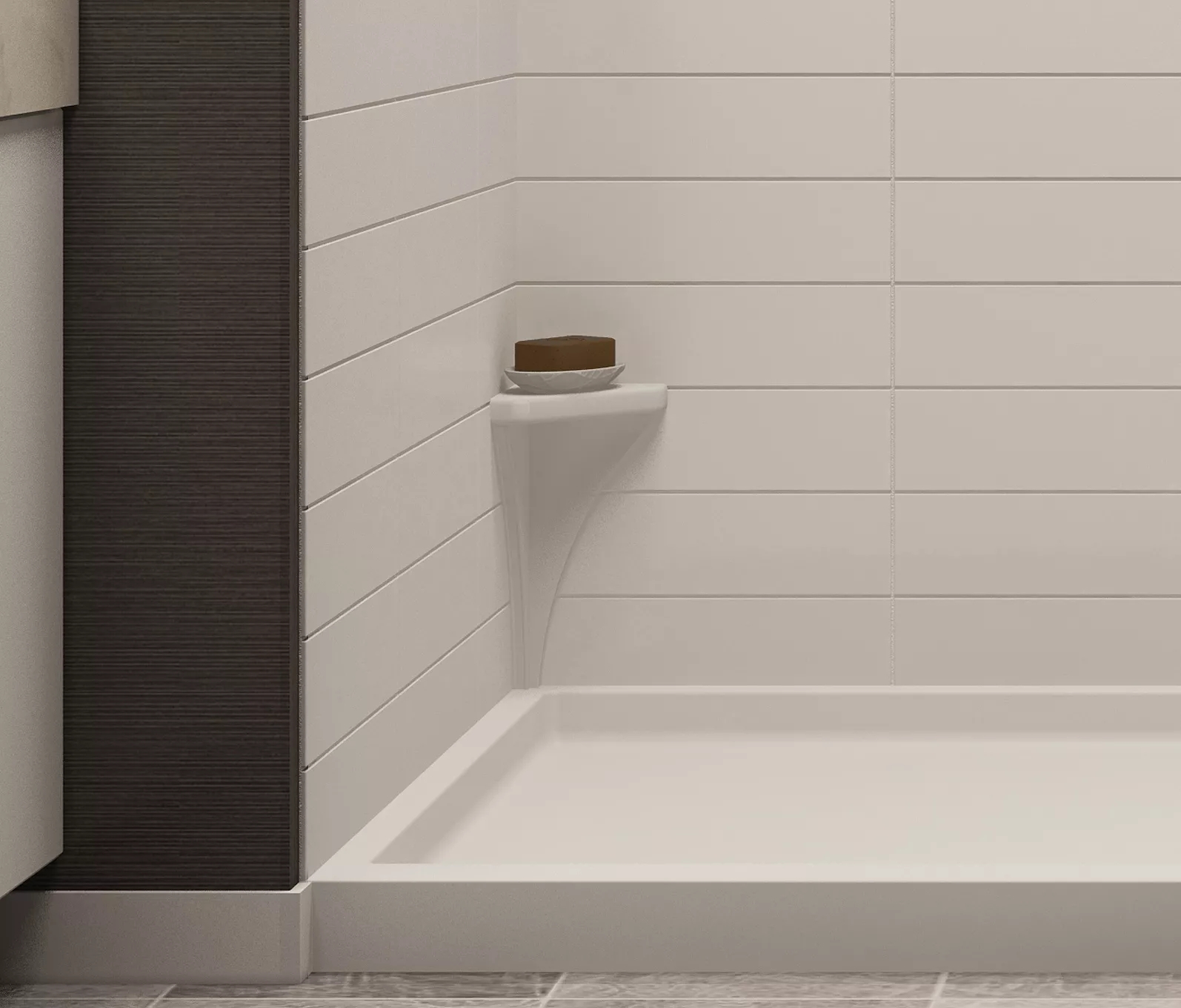 Corner Footrest: White Stone Ledge with Curved Support