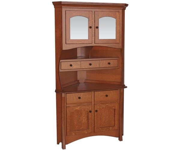 Corner Hutch Multi Level Storage Craftsman Wood Unit