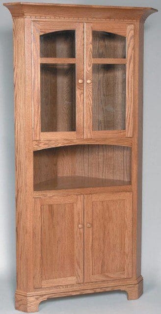 Corner Hutch Open Deck Recess Shaker Wood Display Unit