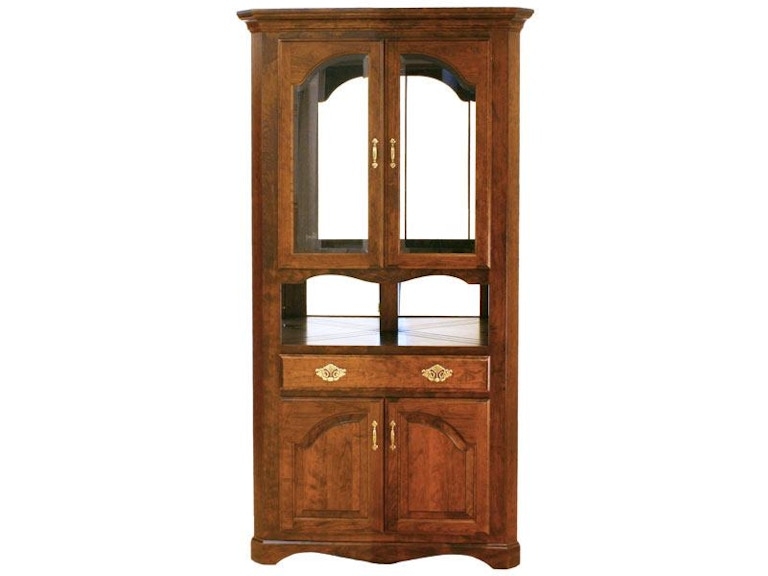 Corner Hutch Open Gallery Shelf French Wood Cabinet