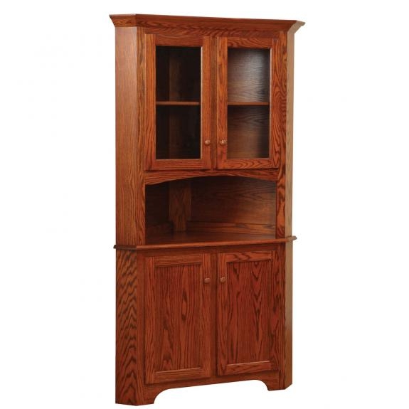Corner Hutch Shaker Style Saving Wood China Storage Unit