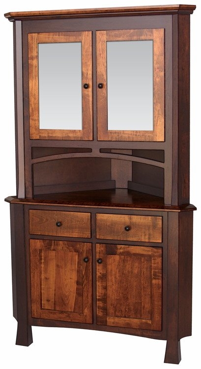 Corner Hutch Two Tone Geometry Mission Style Storage
