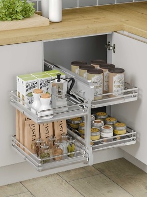 Corner Pull Out Basket Four Tier Storage Modern Kitchen Hardware