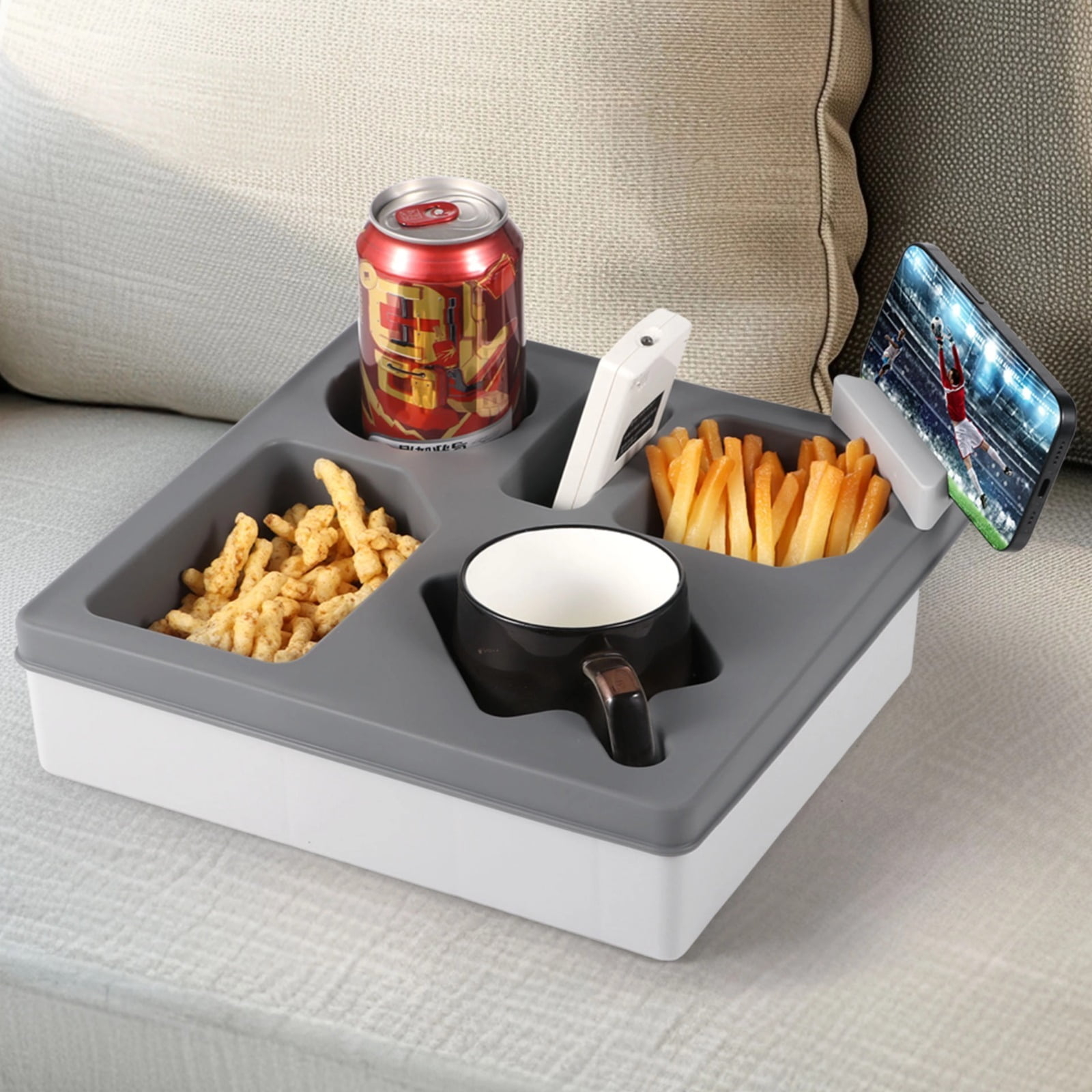 Couch Caddy Two Tone Color Sofa Snack Tray Organizer