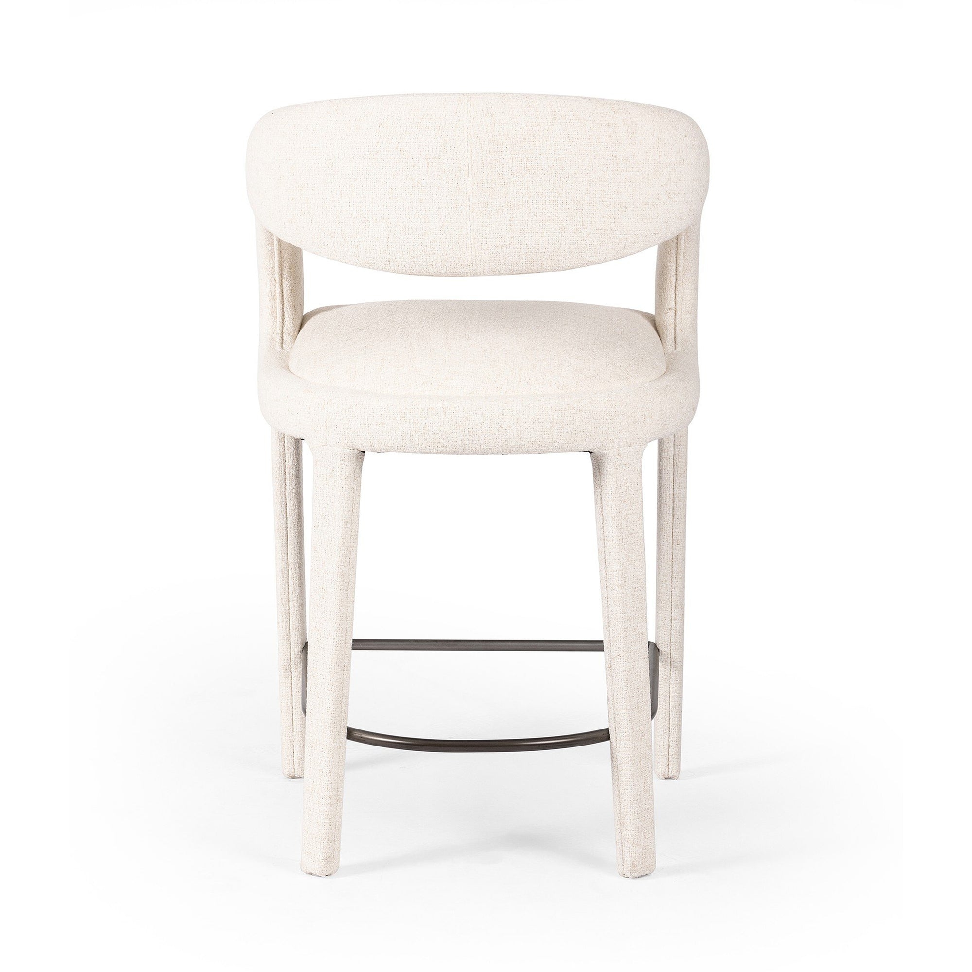 Counter Stool Boucle Fabric Cream Upholstered Legs