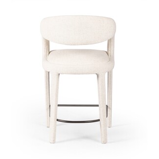 Counter Stool Boucle Fabric Cream Upholstered Legs
