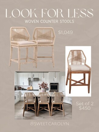 Counter Stool Criss Cross Back Organic Kitchen Seat