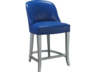 Counter Stool Electric Blue Embossed Texture Glam Seat