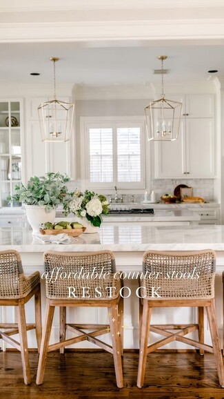 Counter Stool Gold Lantern Rope Weave Island Seating
