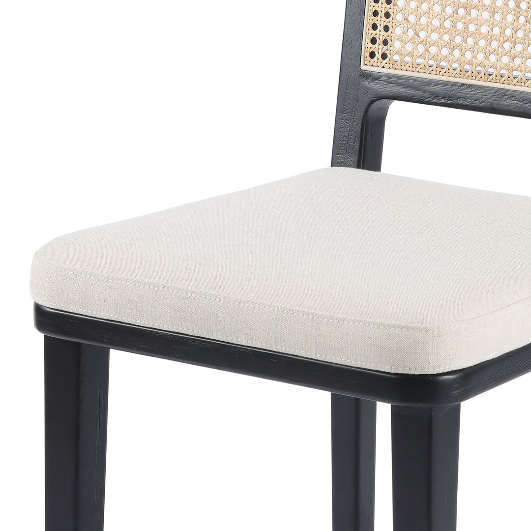 Counter Stool Matte Black Cane Back Savile Flax Mesh