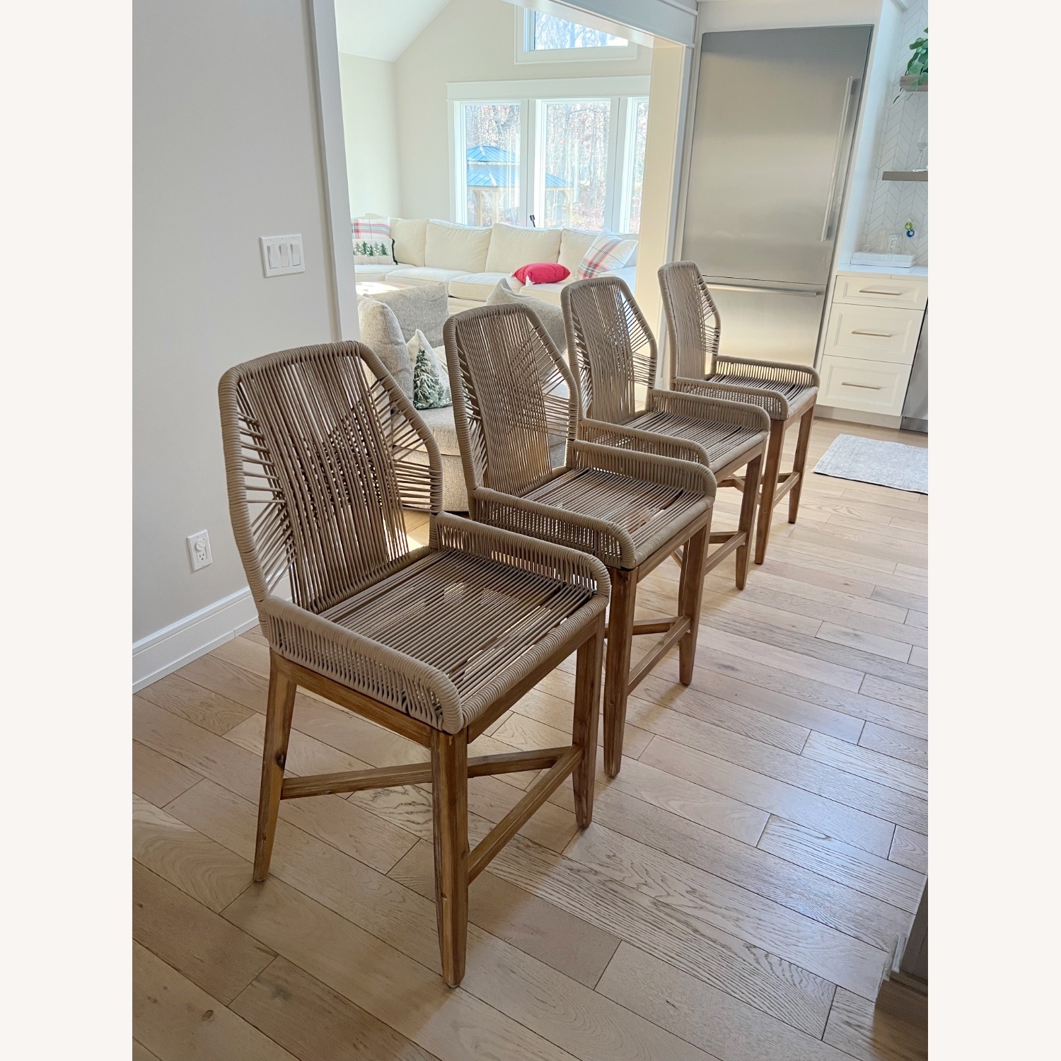 Counter Stool Rope Crossweave Back Linear Woven Texture