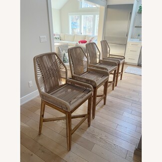 Counter Stool Rope Crossweave Back Linear Woven Texture