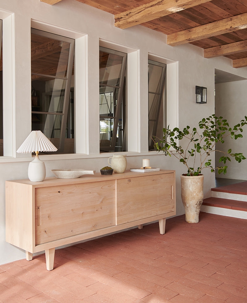 Credenza Sliding Doors Light Wood Organic Rustic Storage