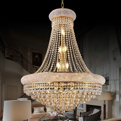 Crystal Chandelier Empire Silhouette Yellow Traditional Glam Fixture