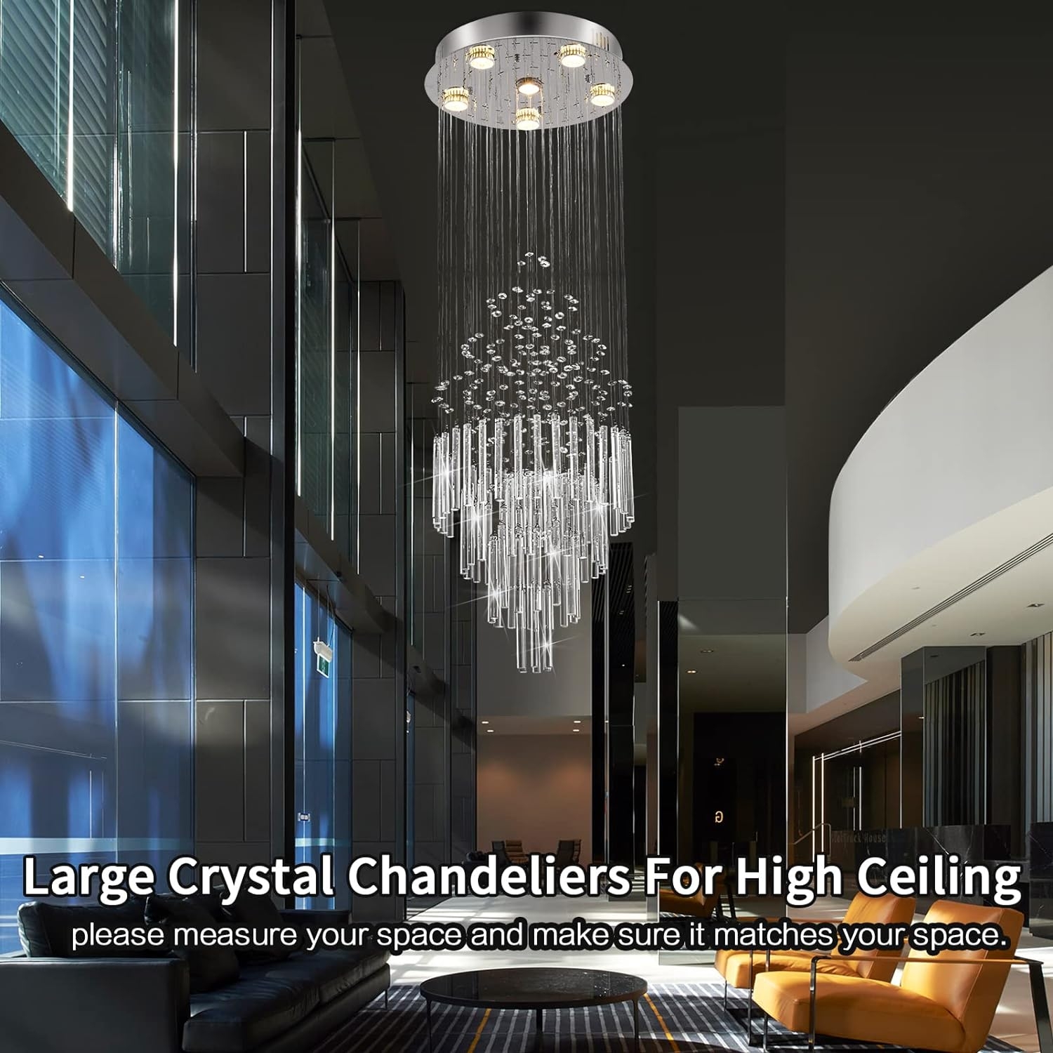 Crystal Chandelier Raindrop Strands Flush Mount Contemporary Glass Pendant