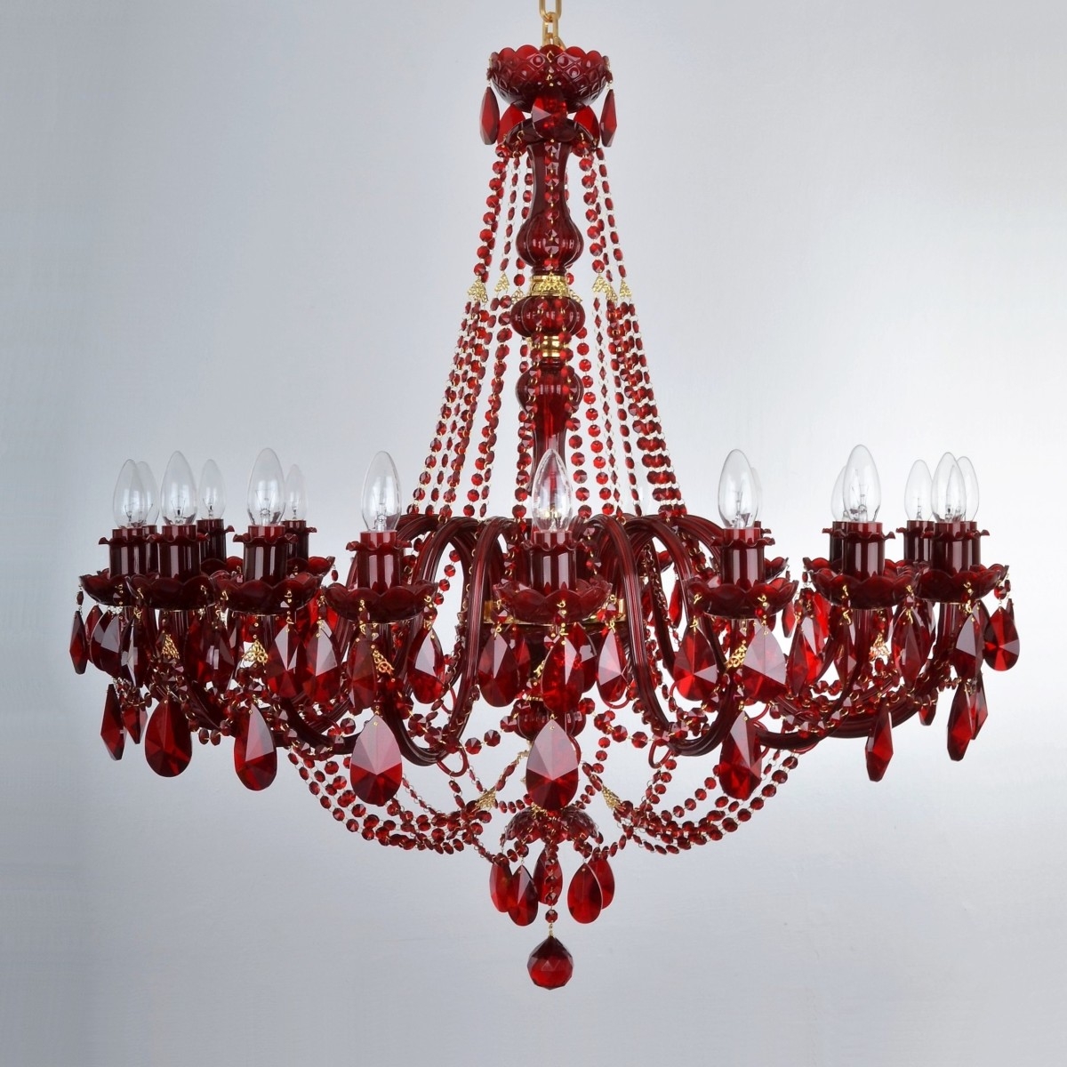 Crystal Chandelier with 18 Arms & Bohemian Almond Drops