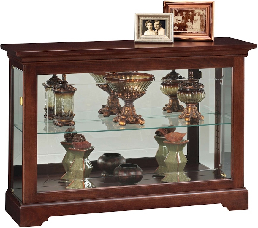 Curio Cabinet Low Profile Design and Sliding Glass Entry