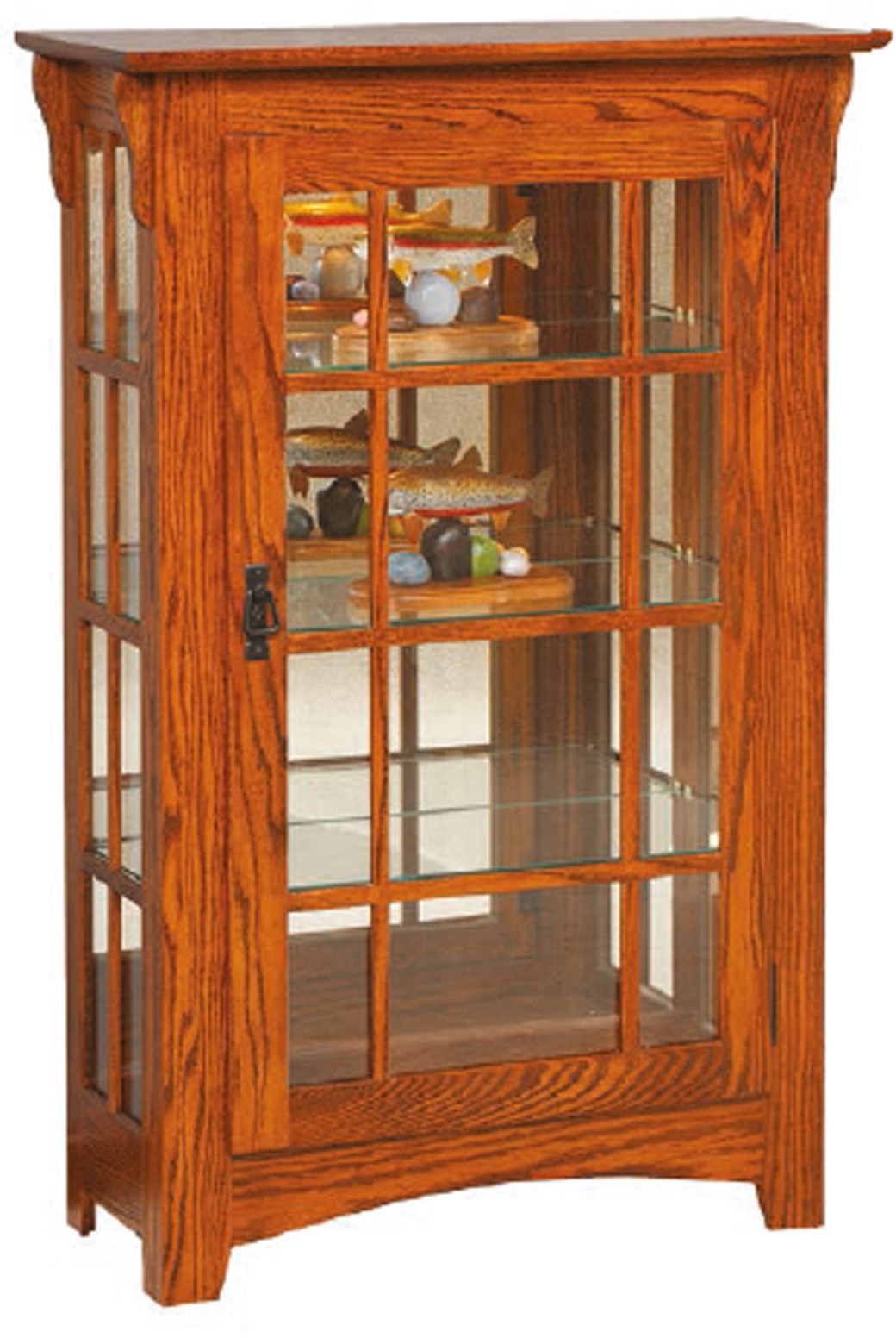 Curio Cabinet Mission Style Arched Apron Wood Display