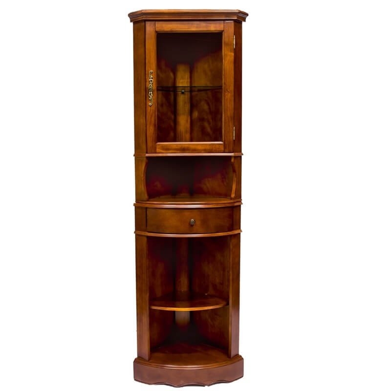 Curio Cabinet Traditional Corner Fitting Scalloped Base