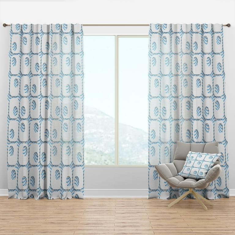 Curtain Panel: 3D Blue Pattern Abstract Geometric Panels